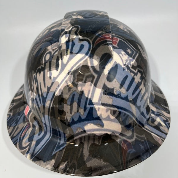 Full Brim Hard Hat Custom Hydro Dipped New England Patriots Camo