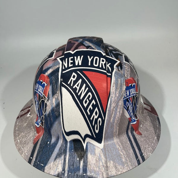 Full Brim Hard Hat Hydro Dipped New York Rangers