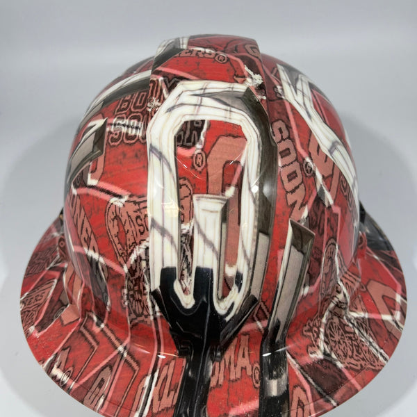 Full Brim Hard Hat Hydro Dipped Oklahoma Sooners