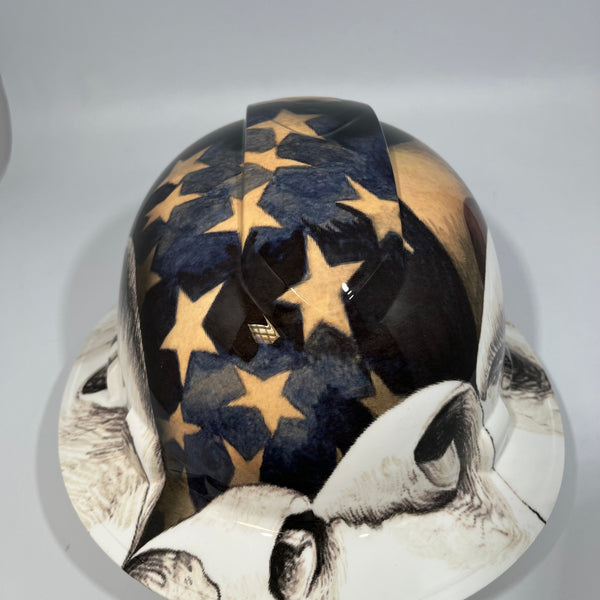 Full Brim Hard Hat Hydro Dipped Rip Tear American Flag