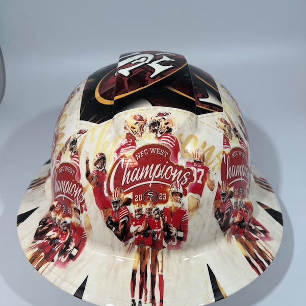 Full Brim Hard Hat Custom Hydro Dipped SAN FRANCISCO 49ERS NFC WEST CHAMPS