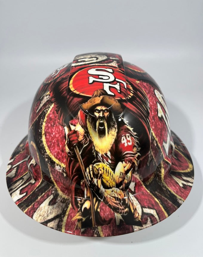 Full Brim Hard Hat Custom Hydro Dipped SAN FRANCISCO 49ER'S Fat Hed