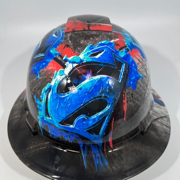 Full Brim Hard Hat Hydro Dipped Superman