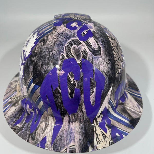 Full Brim Hard Hat Hydro Dipped TCU TEXAS CHRISTIAN UNIVERSITY
