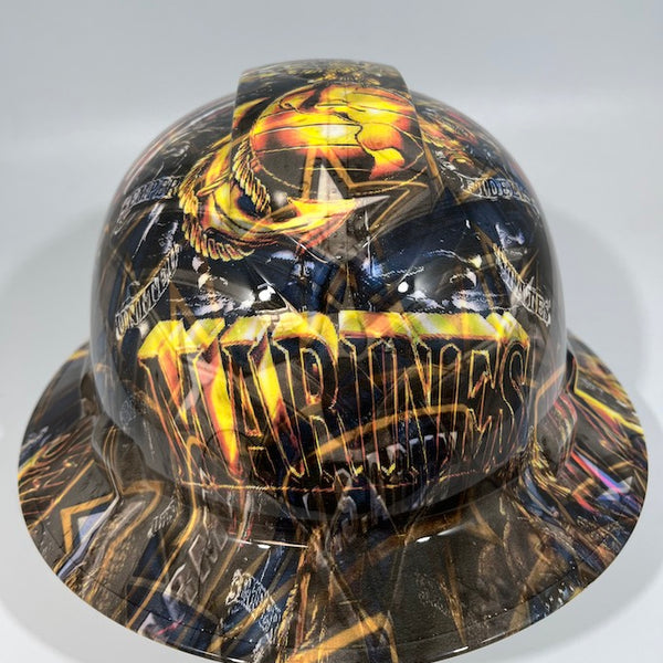 Full Brim Hard Hat Custom Hydro Dipped UNITED US MILITARY MARINES ARMY AIR FORCE