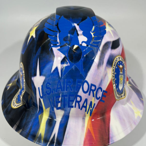 Full Brim Hard Hat Hydro Dipped USAF US AIR FORCE VETERAN