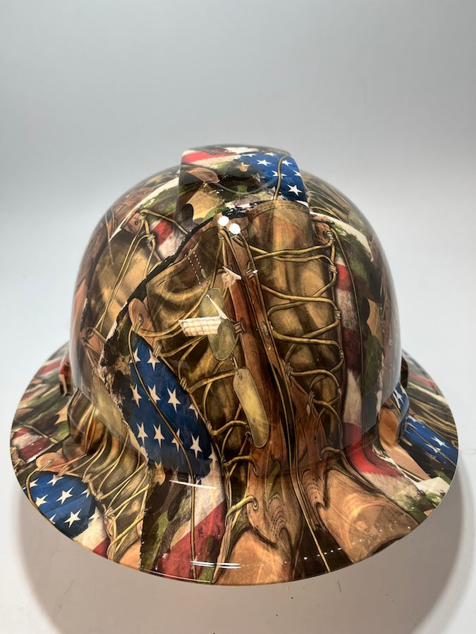Full Brim Hard Hat Hydro Dipped American Soldier
