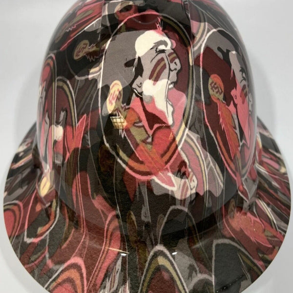 Full Brim Hard Hat Custom Hydro Dipped FSU FLORIDA STATE SEMINOLES