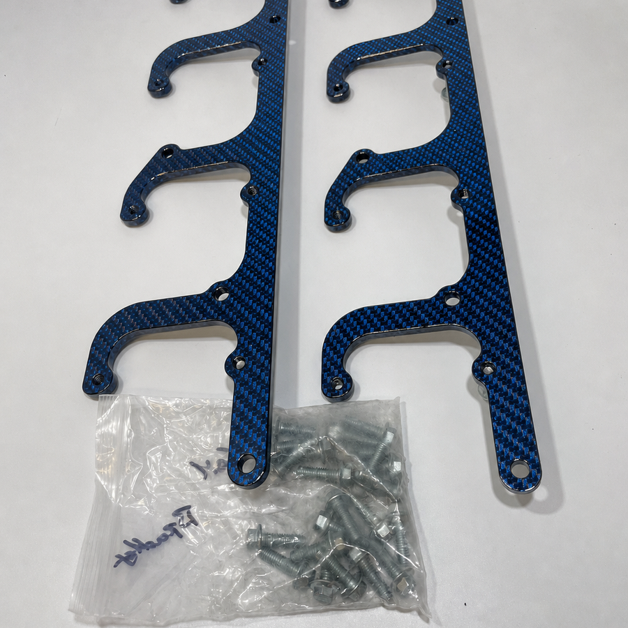 Custom Blue Carbon Fiber Hydro Dipped LS Coil Brackets Fit LSX Swap Truck 5.3L LS1 LS3 LS2 LO4 LO9 LS6 L92 L99 L33 LR4