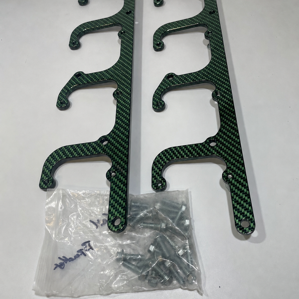 Custom Green Carbon Fiber Hydro Dipped LS Coil Brackets Fit LSX Swap Truck 5.3L LS1 LS3 LS2 LO4 LO9 LS6 L92 L99 L33 LR4