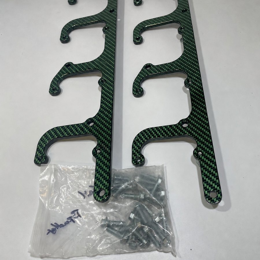 Custom Green Carbon Fiber Hydro Dipped LS Coil Brackets Fit LSX Swap Truck 5.3L LS1 LS3 LS2 LO4 LO9 LS6 L92 L99 L33 LR4