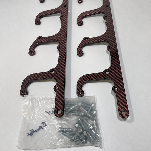 Custom Velvet Red Carbon Fiber Hydro Dipped LS Coil Brackets Fit LSX Swap Truck 5.3L LS1 LS3 LS2 LO4 LO9 LS6 L92 L99 L33 LR4